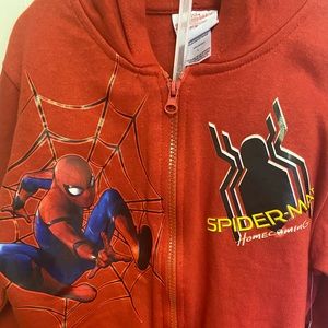 Spiderman homecoming 2-piece hoodie red and black fleece set.